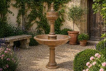 2 Tier Ribbon Concrete Water Fountain